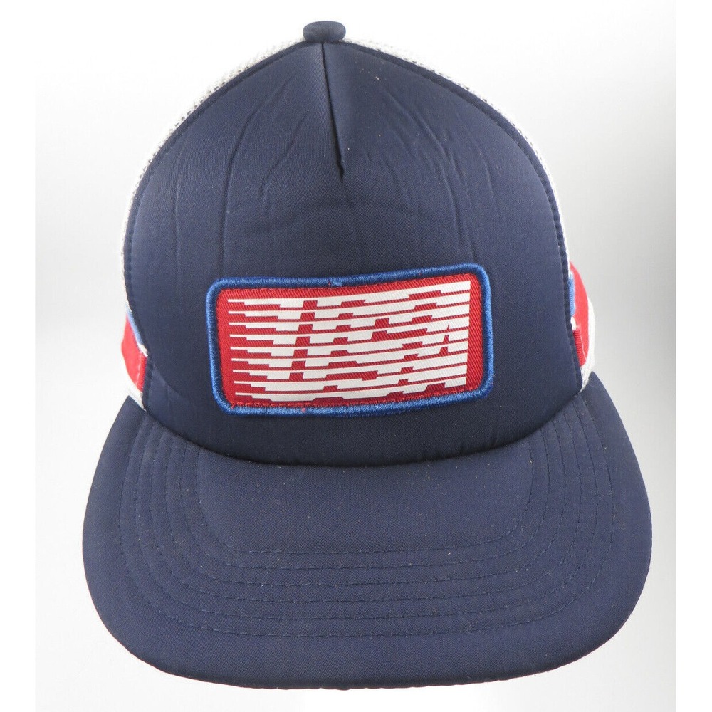 Vtg Trucker Foam Front Mesh Back Hat Snapback USA Red White Blue